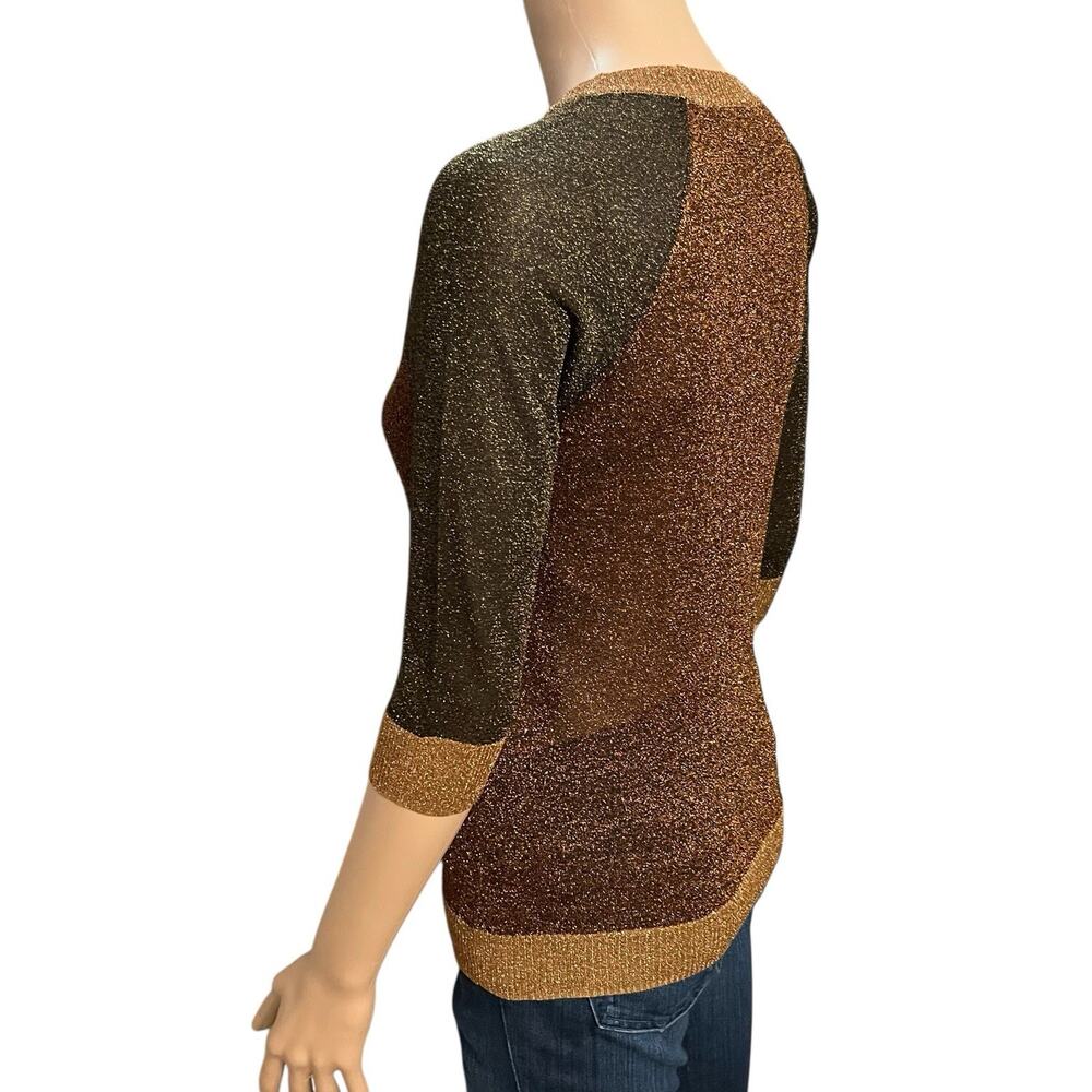 Ted Baker Colorblock Metallic Sweater Ted Size 1/Small/4 Lightweight Sparkly - Picture 2 of 9